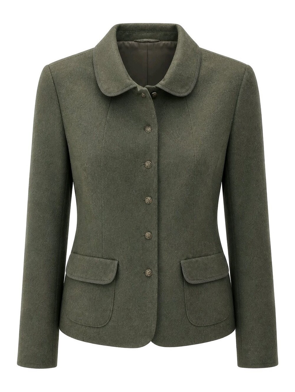 Talbots Olive Green Wool Button-Front Lined Jacket Sz 12